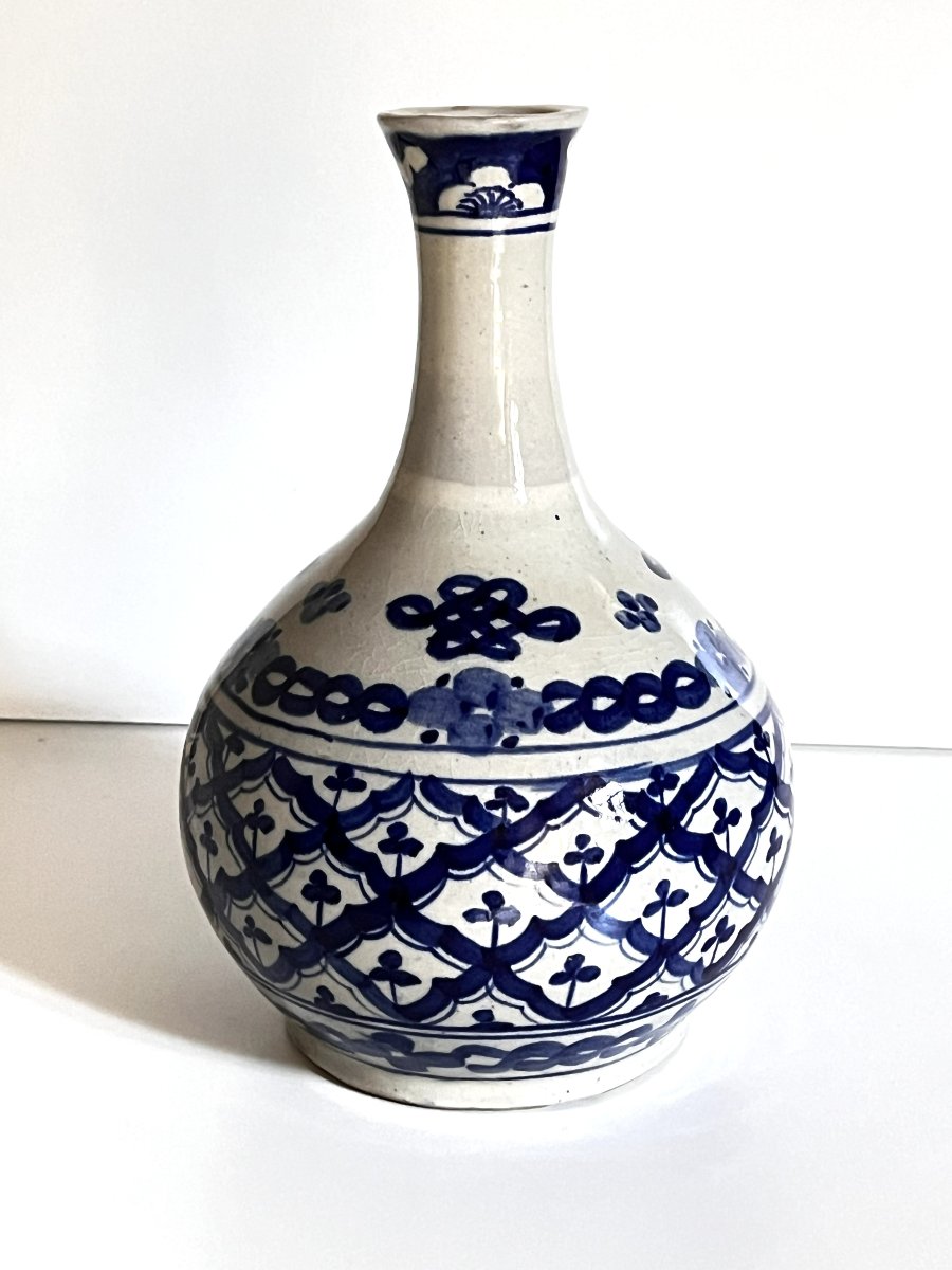 19th-century Chinese Porcelain Vase, With Blue Decoration On A Celadon Background