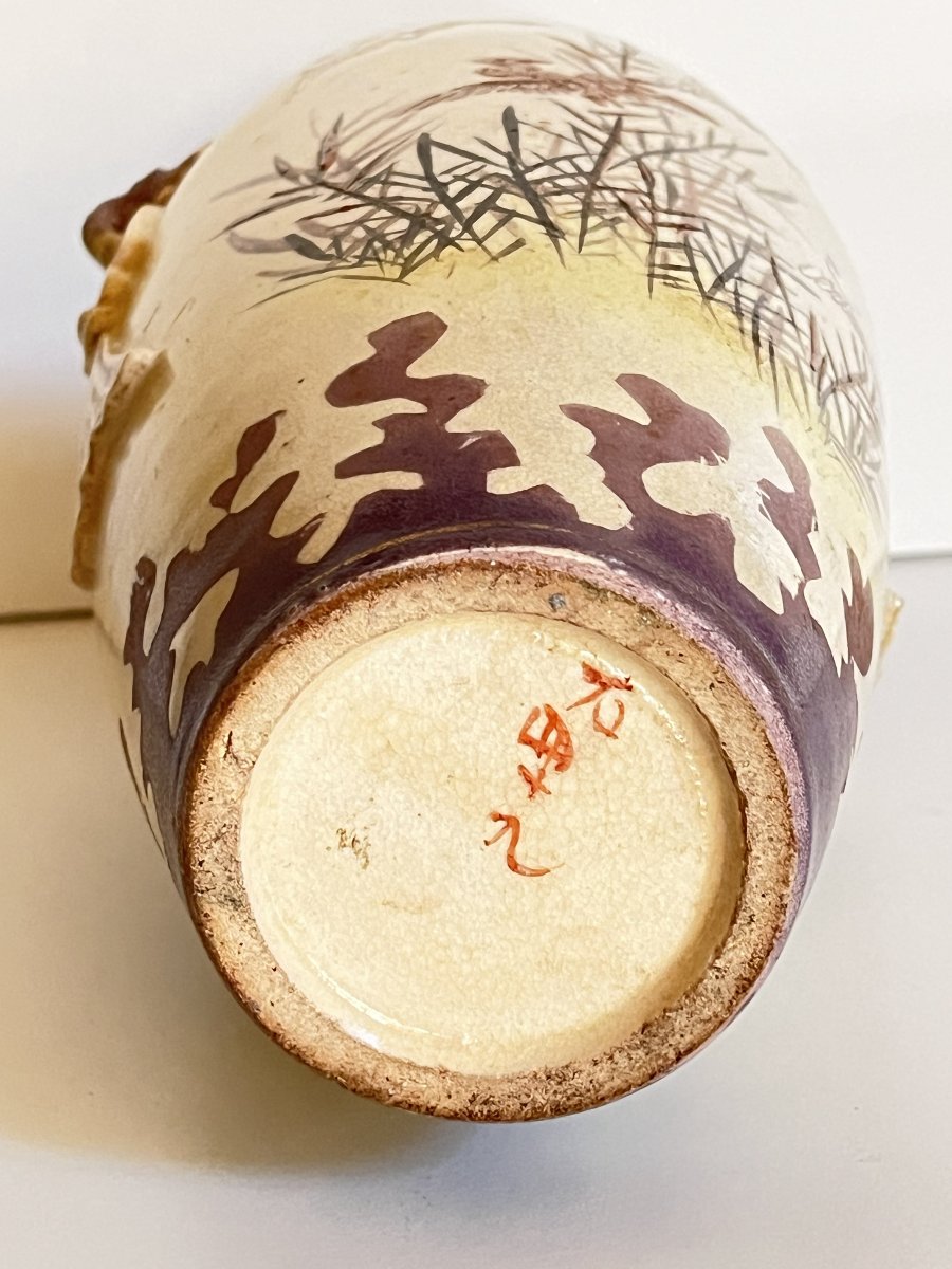 Stoneware-style Ceramic Vase, Decorated With Cranes And Bamboo; Probably From Japan, Late 19th To Early 20th Century-photo-1