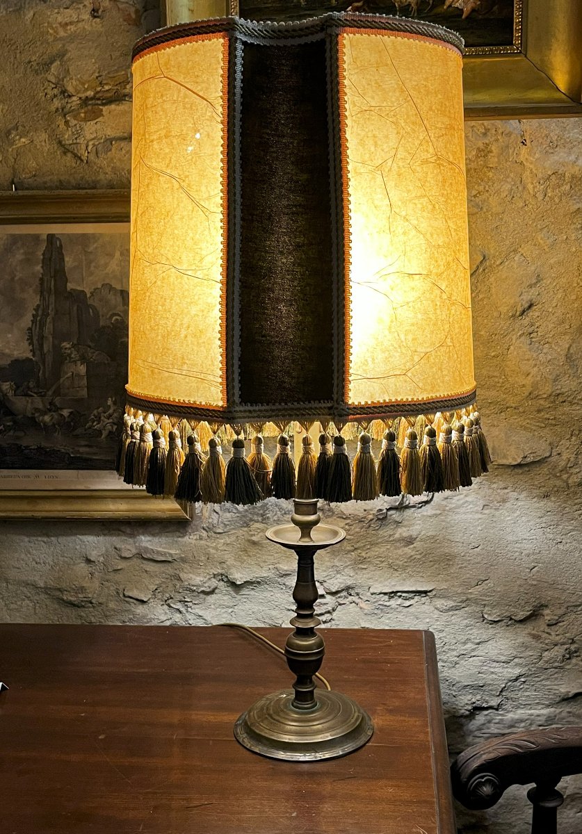 Louis XIII-style Candlestick Converted Into A Lamp, Bronze. 