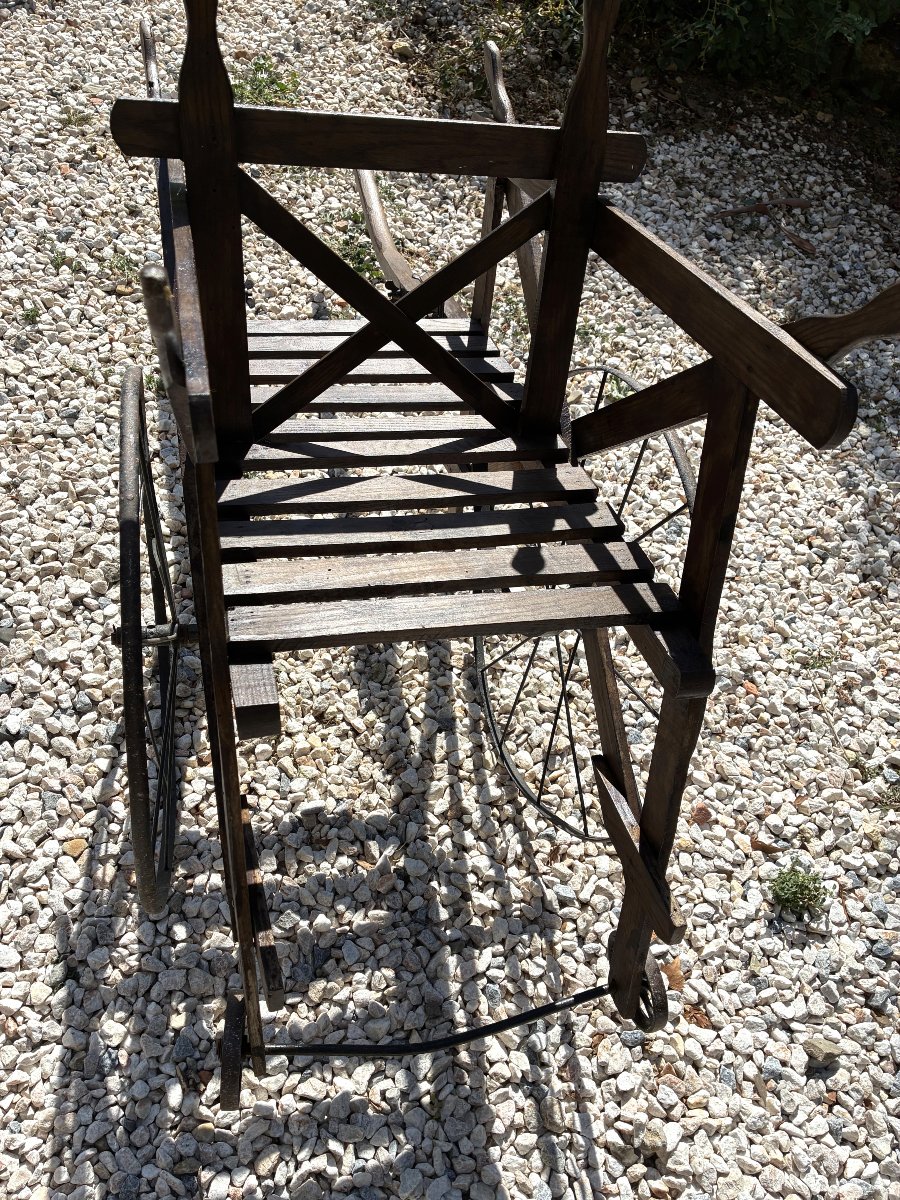 Antique Wooden Two-seater Stroller, Late 19th Or Early 20th Century-photo-4