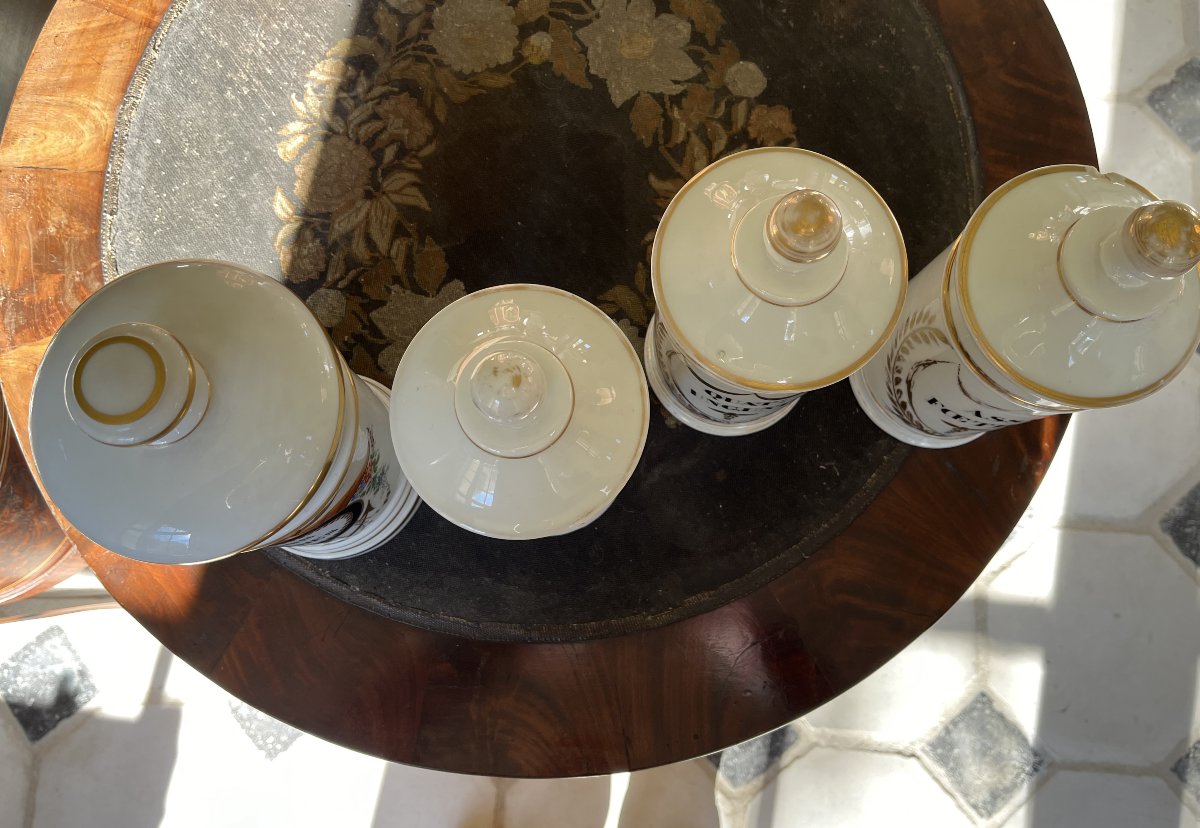 4 Porcelain Apothecary Jars, 19th Century-photo-2