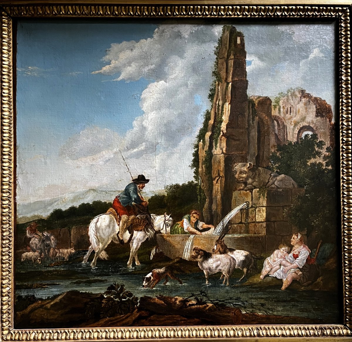 Ensemble Huile sur toile par suiveur de Francesco CASANOVA, et sa gravure par Le Vasseur,-photo-3
