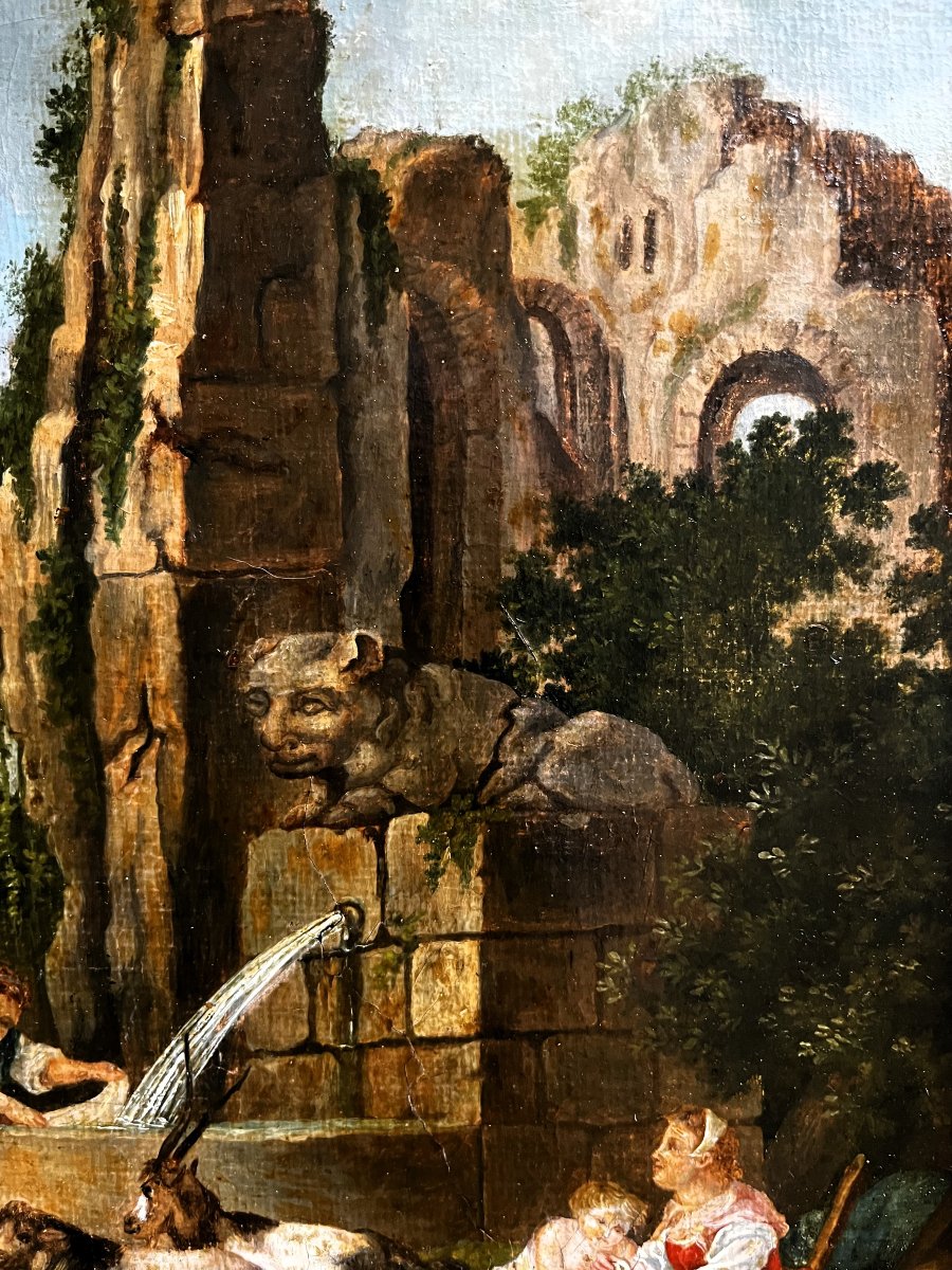 Ensemble Huile sur toile par suiveur de Francesco CASANOVA, et sa gravure par Le Vasseur,-photo-2