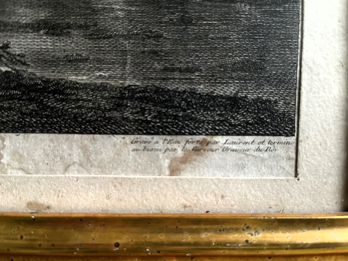 Ensemble Huile sur toile par suiveur de Francesco CASANOVA, et sa gravure par Le Vasseur,-photo-4