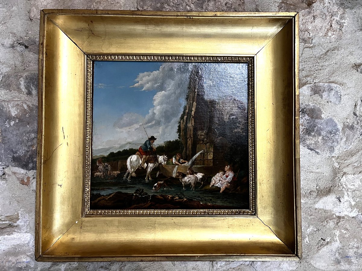 Ensemble Huile sur toile par suiveur de Francesco CASANOVA, et sa gravure par Le Vasseur,-photo-7