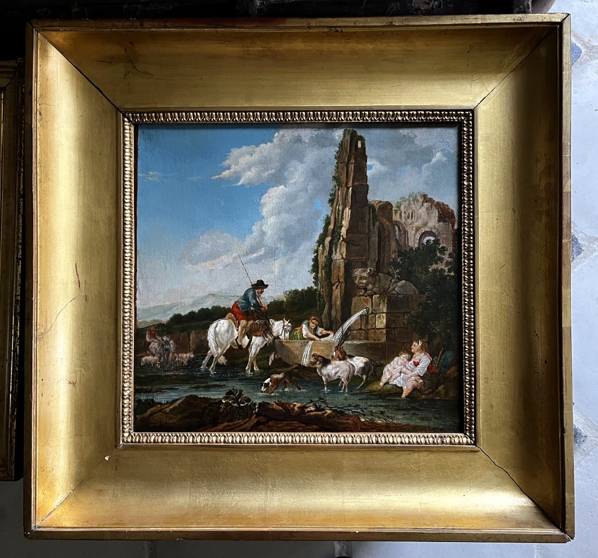 Ensemble Huile sur toile par suiveur de Francesco CASANOVA, et sa gravure par Le Vasseur,