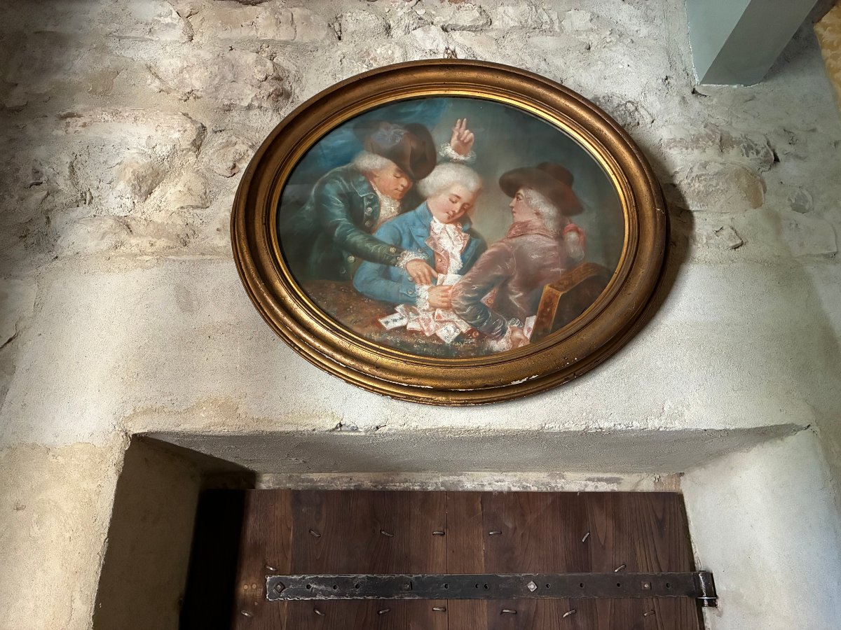 "Les Tricheurs", pastel fin XVIIIème siècle-photo-2