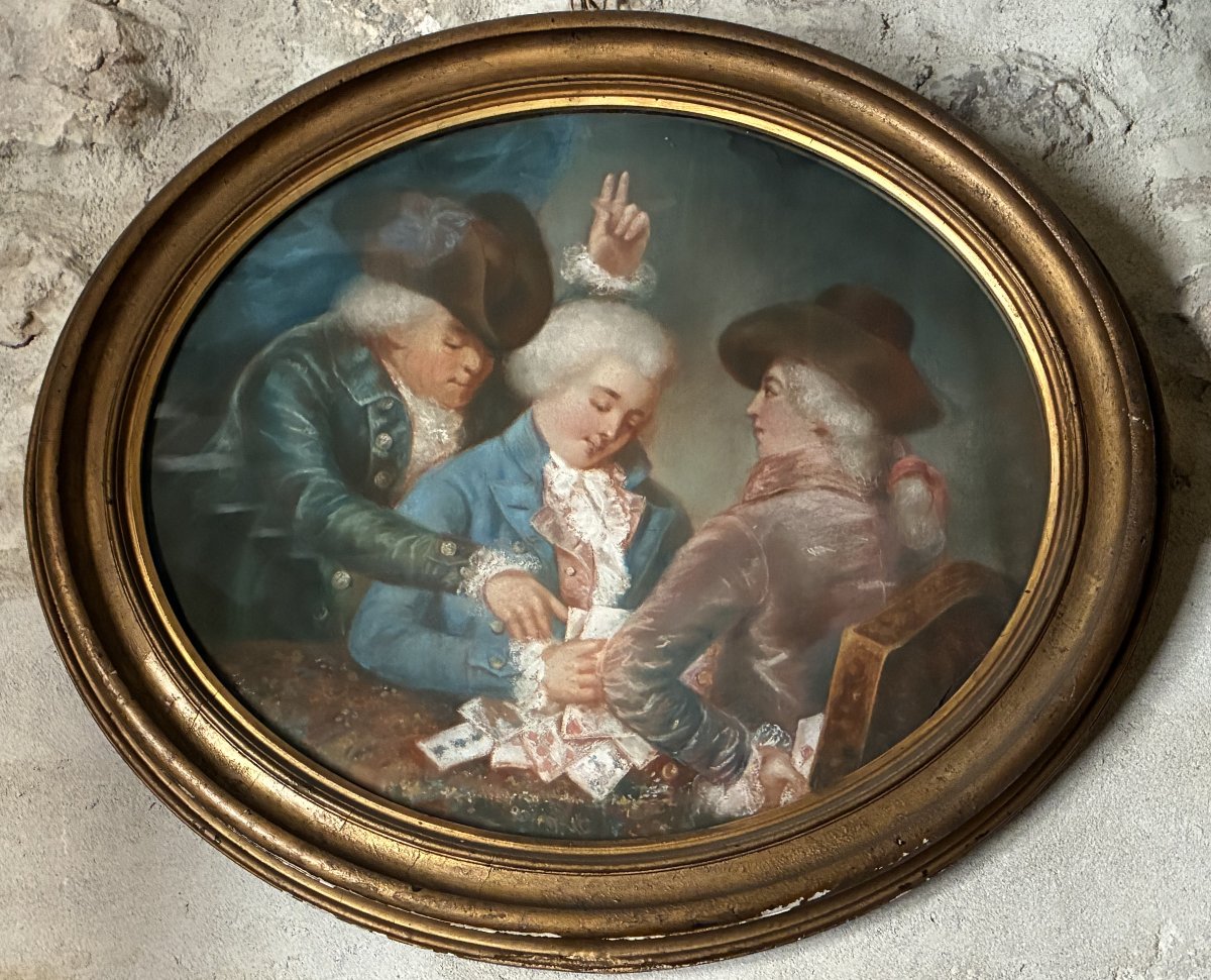 "Les Tricheurs", pastel fin XVIIIème siècle