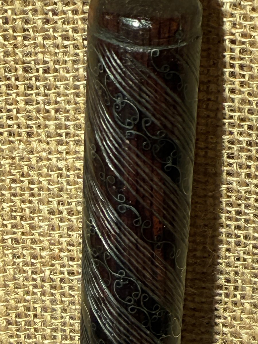 Mahogany Cane Inlaid With Silver Thread, 90 Cm-photo-3