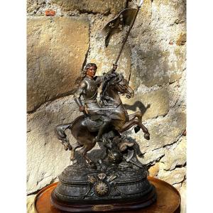 Equestrian Statue Of Joan Of Arc In Cast Iron, 64 Cm High