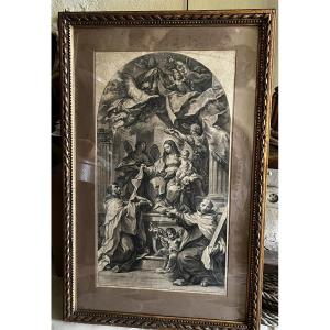 L'Adoration de la Vierge", grande gravure de 1719.