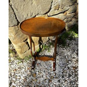 Louis Philippe Oval Pedestal Table In Cherry Wood.