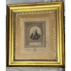 Louis XVIII, Framed 19th Century Engraving.