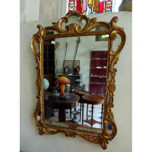 Louis XV Style Mirror In Gilded Wood With Leaves