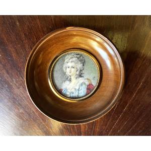Mademoiselle Jolly, Miniature On Ivory, Late 18th Century