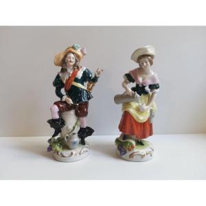 Mousquetaire et sa compagne, porcelaine de Saxe XXème siècle
