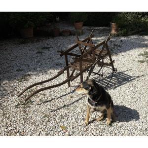 Antique Wooden Two-seater Stroller, Late 19th Or Early 20th Century