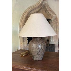 Lampe vintage, poterie alsacienne avec abat-jour