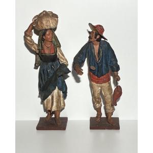 Statuettes en papier mâché, Italie, XIXème siècle