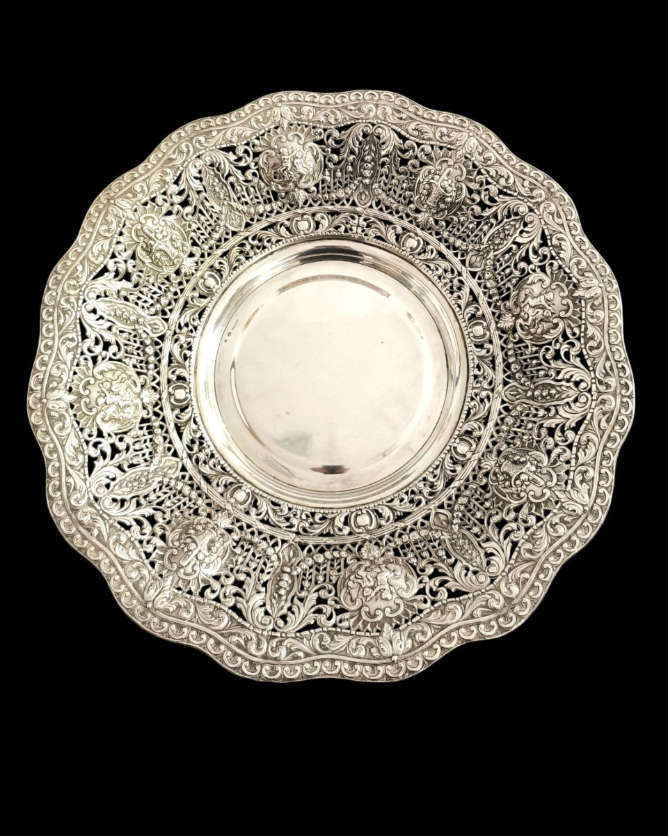 Corbeille en argent massif – Orfèvrerie Paulino (Salamanque, Espagne) – 414 g