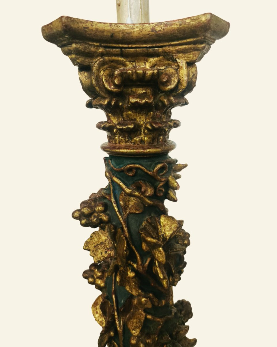 Floor Lamp With Baroque Column – “vine Column” – 19th Century-photo-2