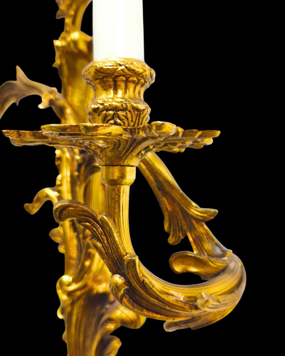 Paire d’appliques murales en bronze doré – Style rococo – Attribution possible Pedro Tendero-photo-2
