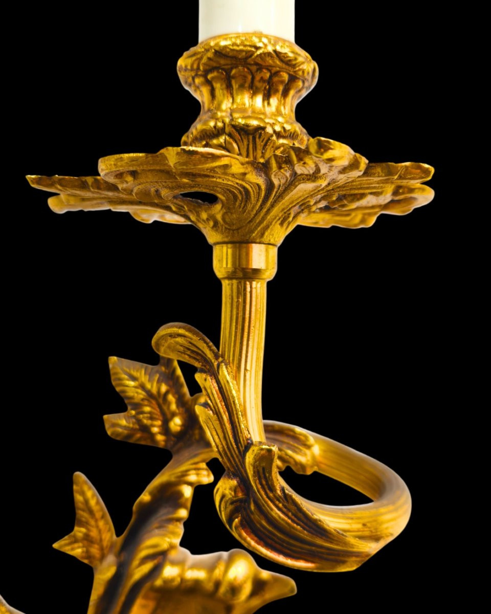Paire d’appliques murales en bronze doré – Style rococo – Attribution possible Pedro Tendero-photo-3