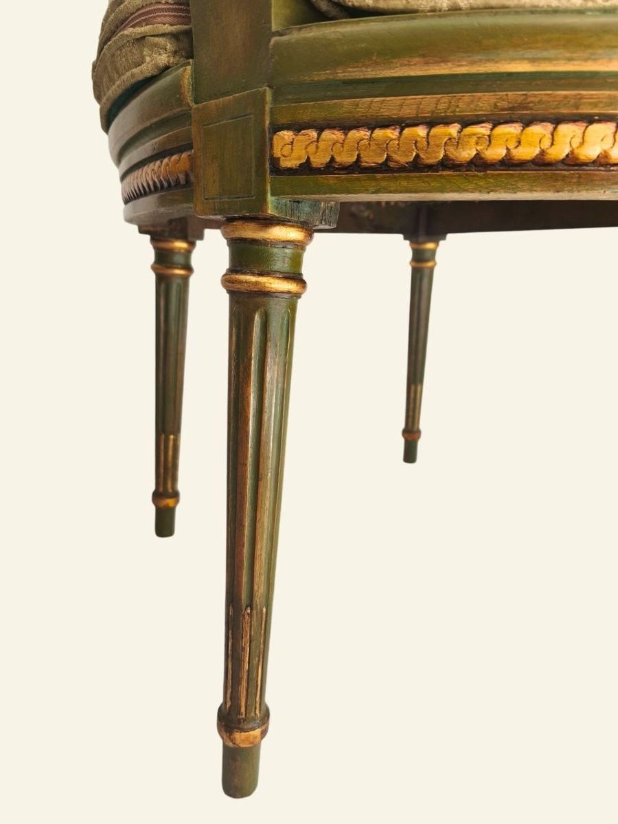 Paire De Fauteuils De Style Louis XVI À Dossier Médaillon Canné-photo-5