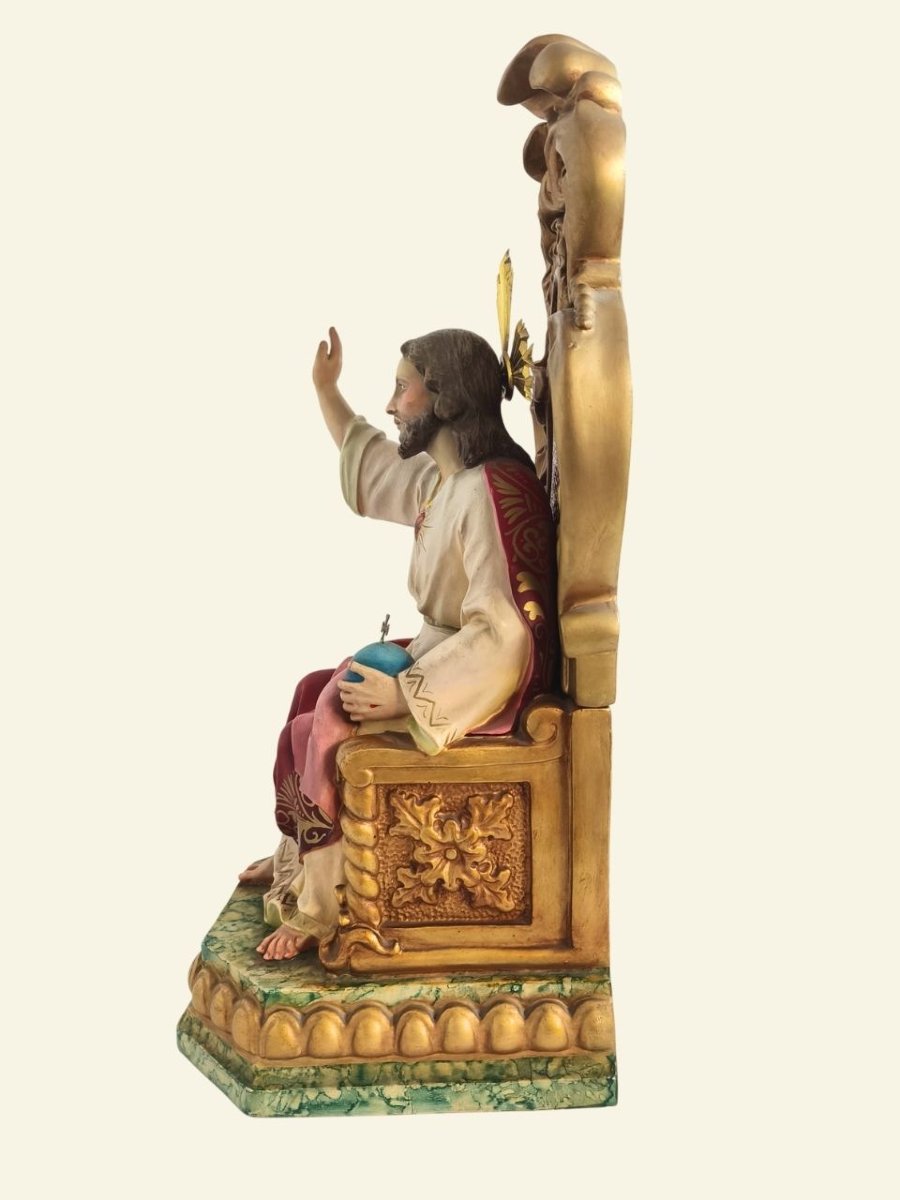 Sacré-Cœur de Jésus en majesté, atelier El Arte Cristiano d'Olot, avec console murale – 52 cm-photo-3