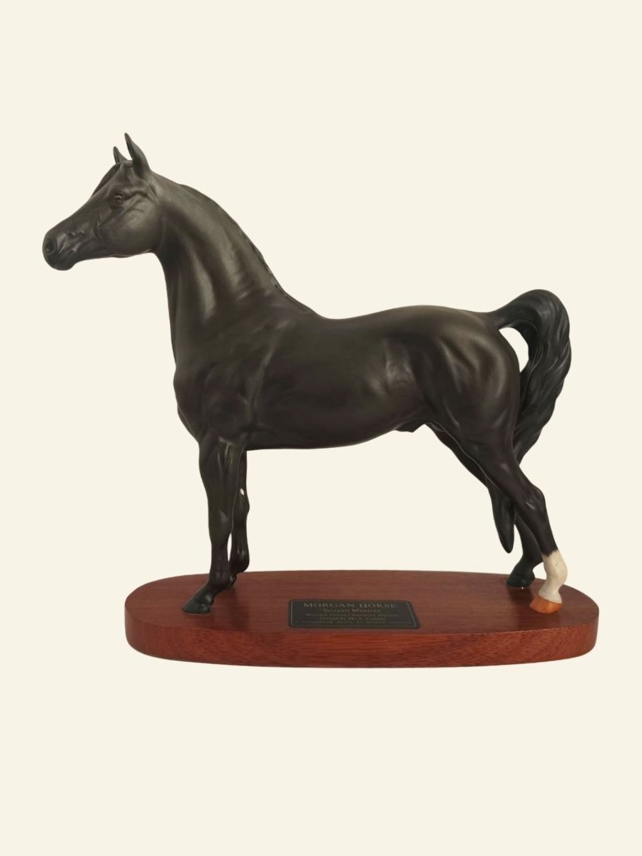 Cheval Morgan « Tarryall Maestro » Beswick England sur socle en bois, 30 cm