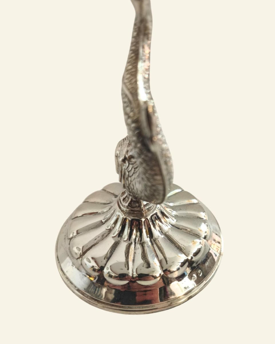 Bougeoir en argent massif, fût en forme de poisson, signé Pedro Durán-photo-6