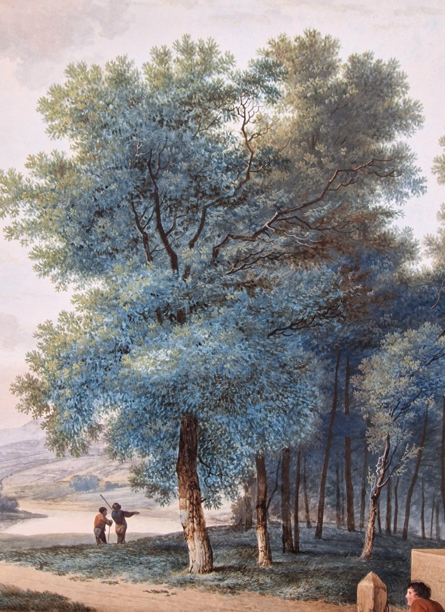 Gouache Roman School Early XIX-photo-3