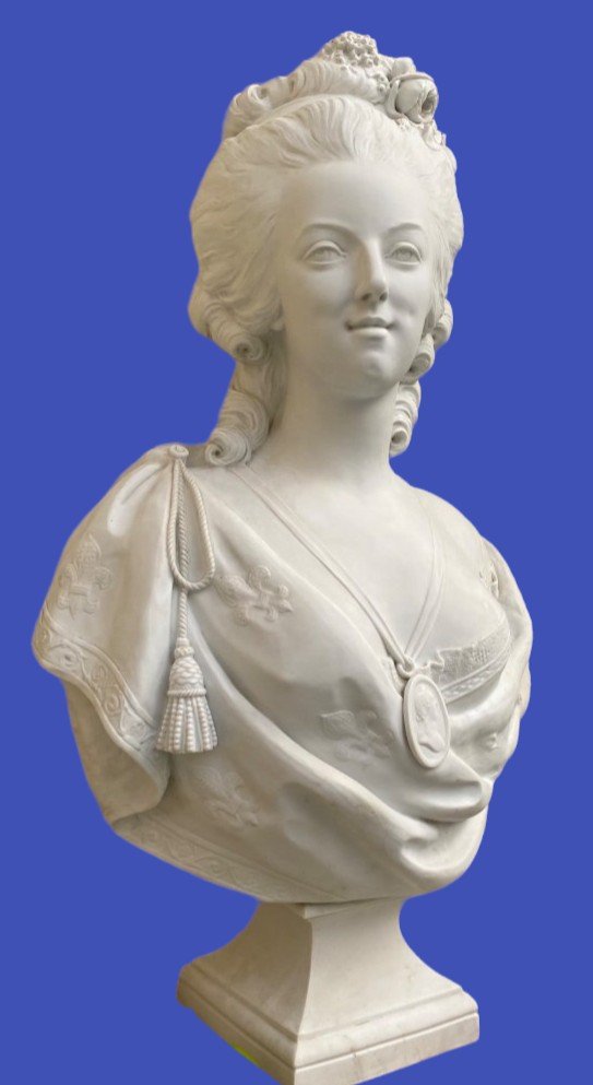 Large Bust Of Marie Antoinette In Biscuit Circa Late 19th Century-photo-6
