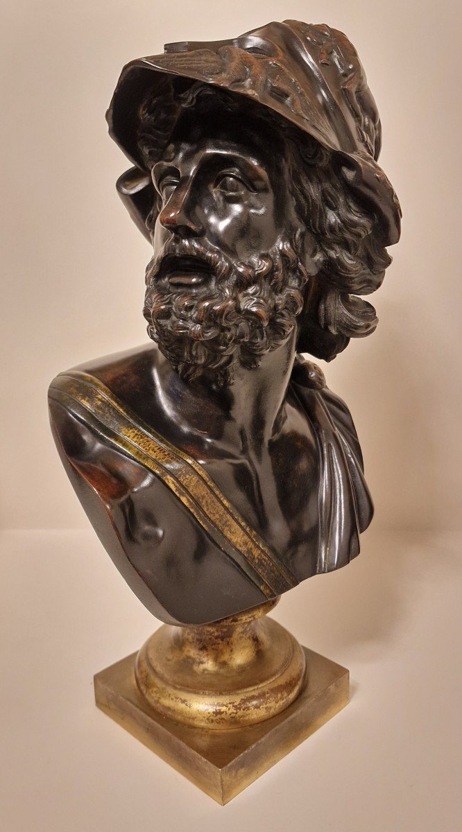 Bronze Bust Of King Menelaus - Late 19th Century --photo-2