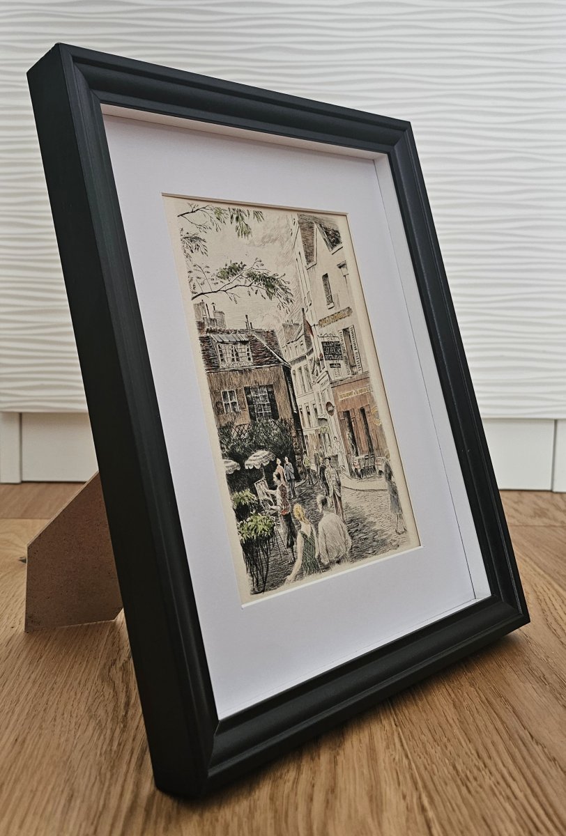 MONTMARTRE – La Place du Tertre – gravure ancienne de Charles Samson-photo-3