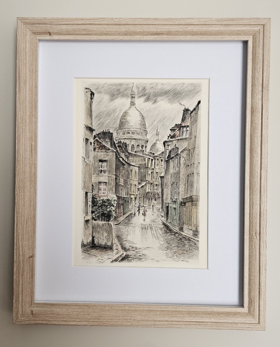 Montmartre – Rue Norvins – An Old Engraving By Charles Samson-photo-2