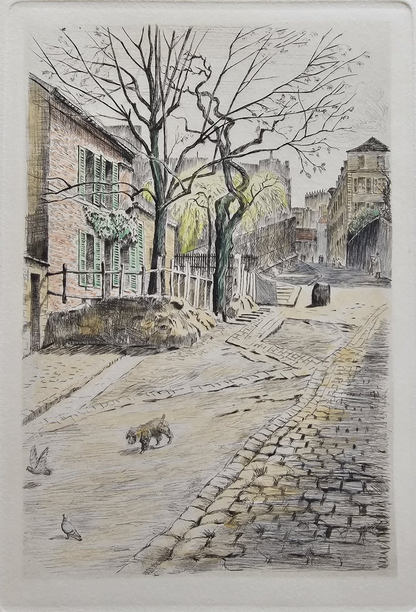 Montmartre – Rue Des Saules – An Old Engraving By Charles Samson
