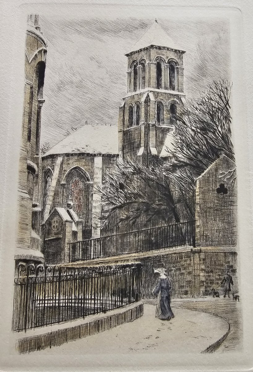 MONTMARTRE – L’Eglise Saint-Pierre – gravure ancienne de Charles Samson