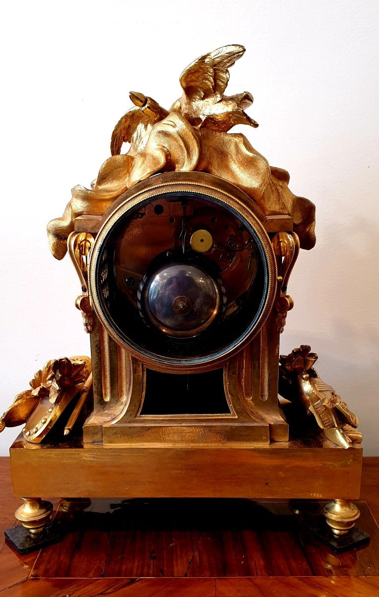 Pendule En Bronze Doré d'époque Louis XVI Signée Lepaute Horloger Du Roi-photo-4
