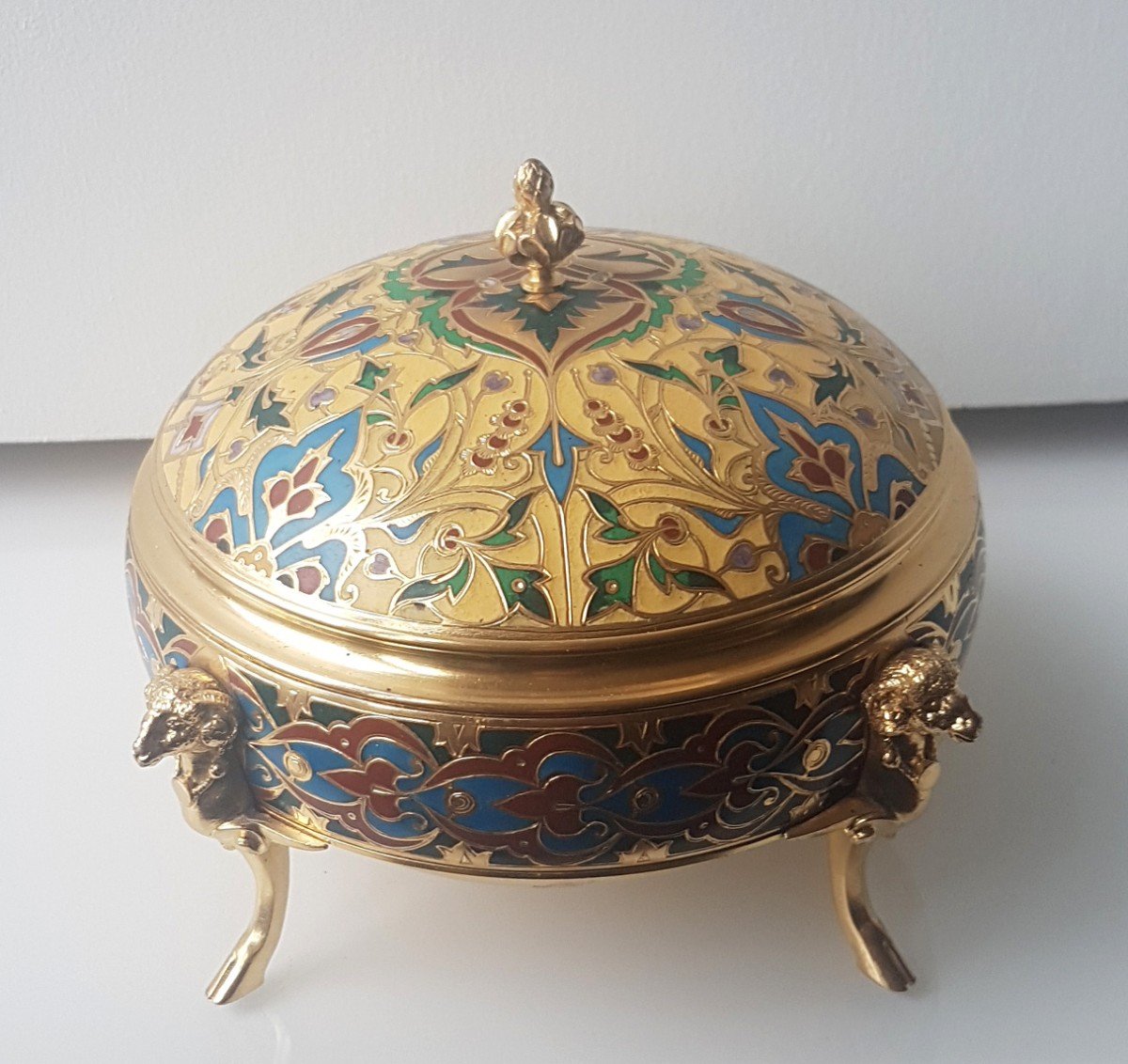 Barbedienne, Bronze And Cloisonné Champlevé Enamel Box -photo-2