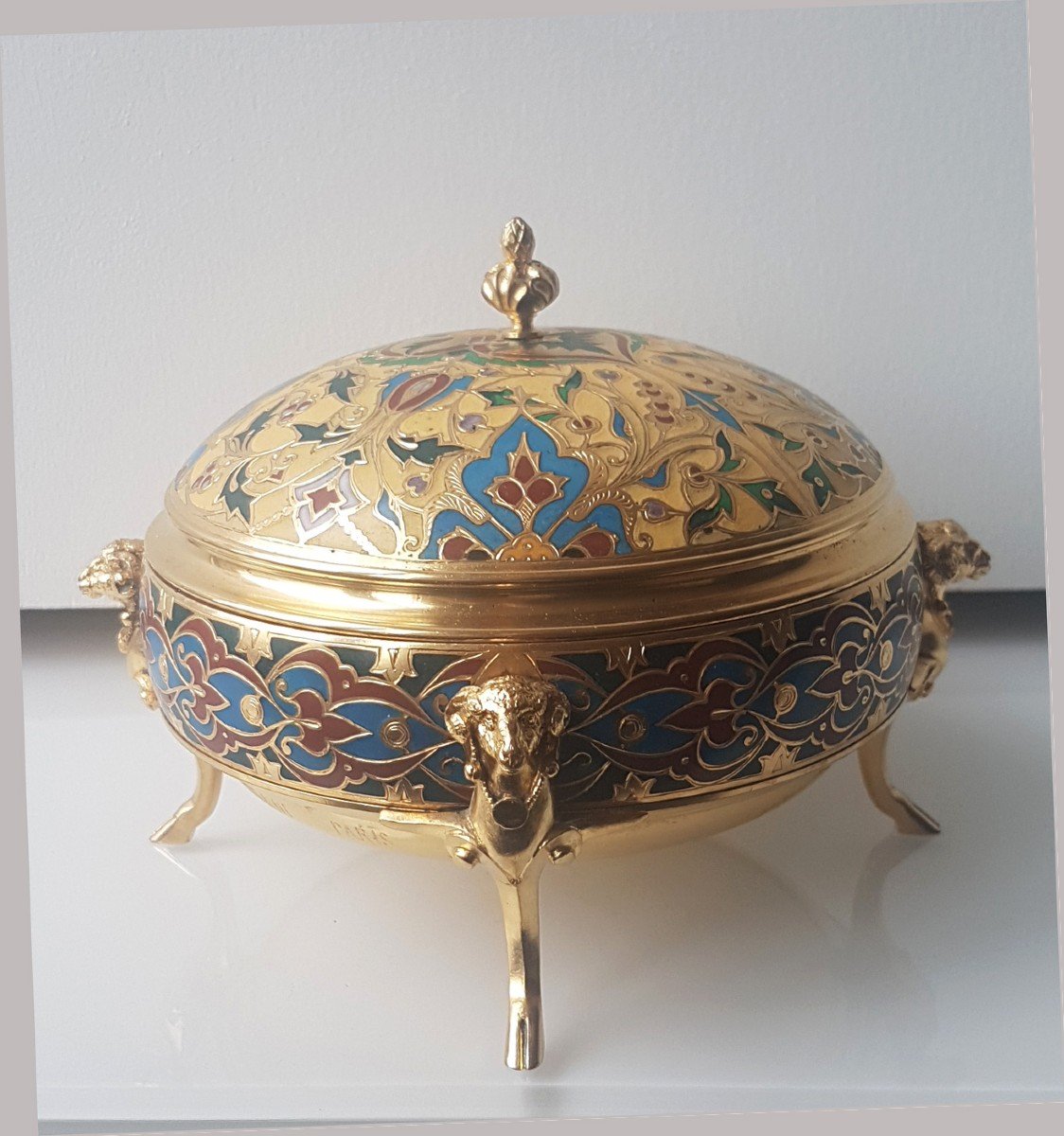 Barbedienne, Bronze And Cloisonné Champlevé Enamel Box -photo-3