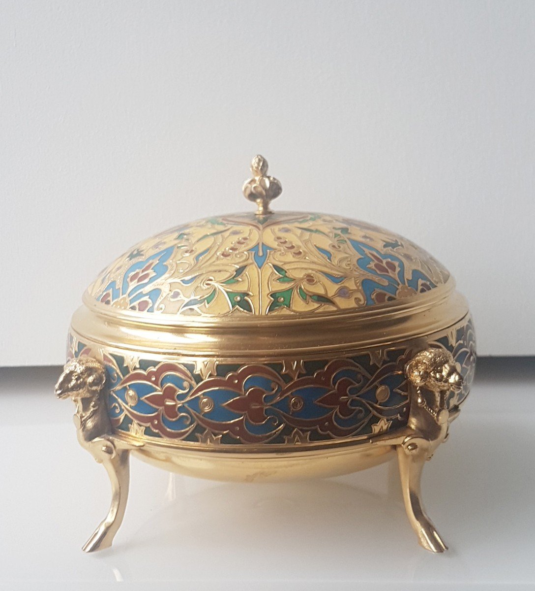 Barbedienne, Bronze And Cloisonné Champlevé Enamel Box 