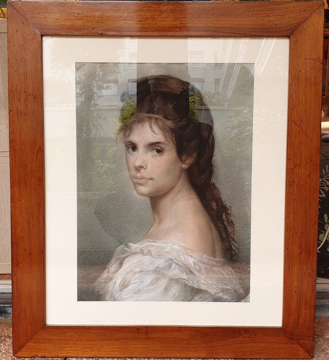 Pastel Signé Virginia Mariani - 1871