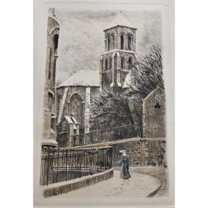 MONTMARTRE – L’Eglise Saint-Pierre – gravure ancienne de Charles Samson