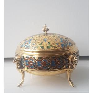 Barbedienne, Boîte En Bronze Et émail Cloisonné Champlevé