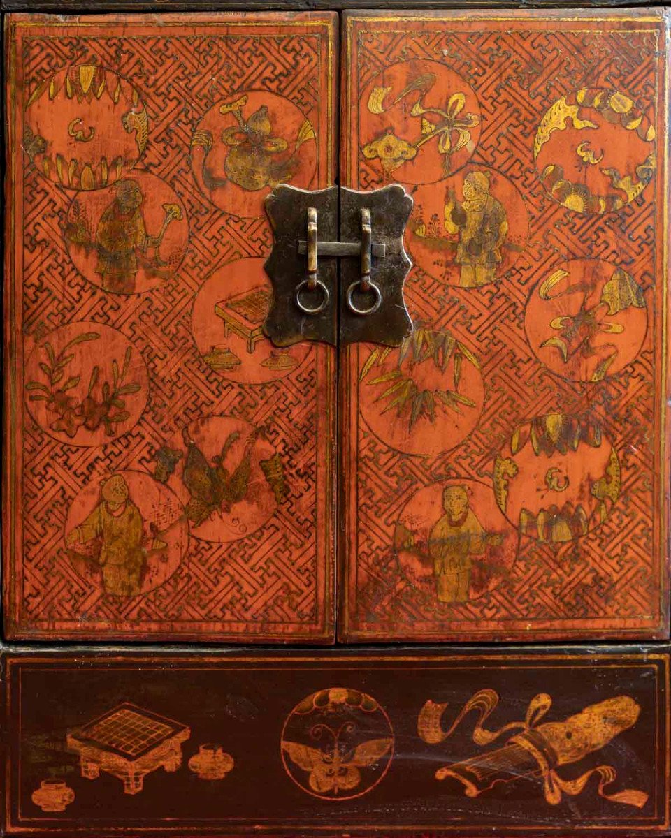 Antique Chinese Low Sideboard 4 Doors -photo-2