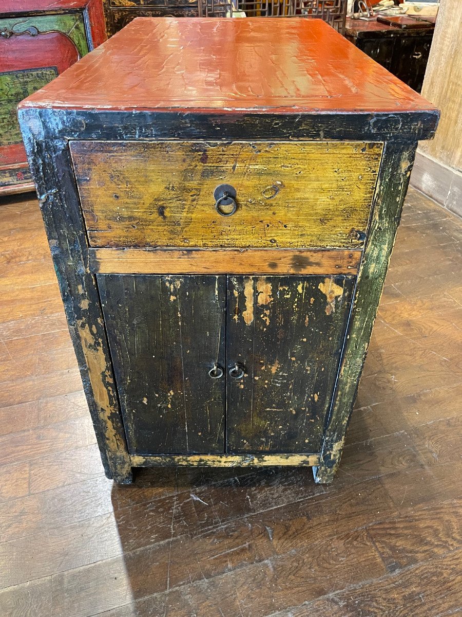 Antique Chinese Sideboard 4 Doors + 2 Drawers-photo-2