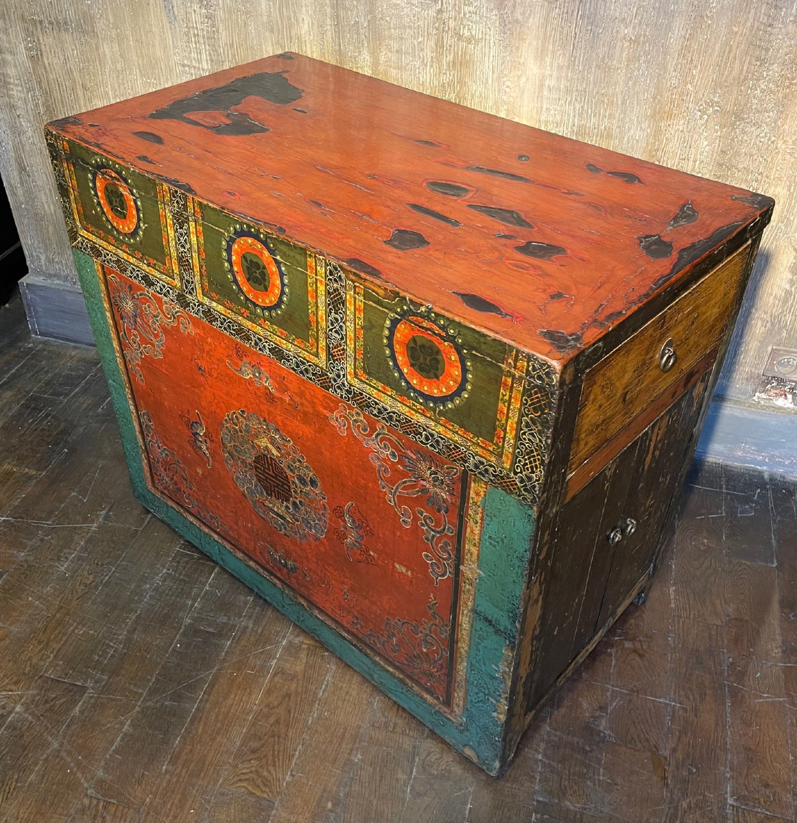 Buffet Ancien Chinois 4 Portes + 2 Tiroirs-photo-4