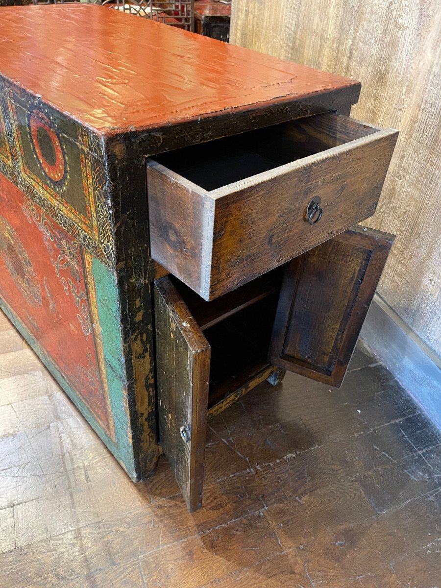 Antique Chinese Sideboard 4 Doors + 2 Drawers-photo-7