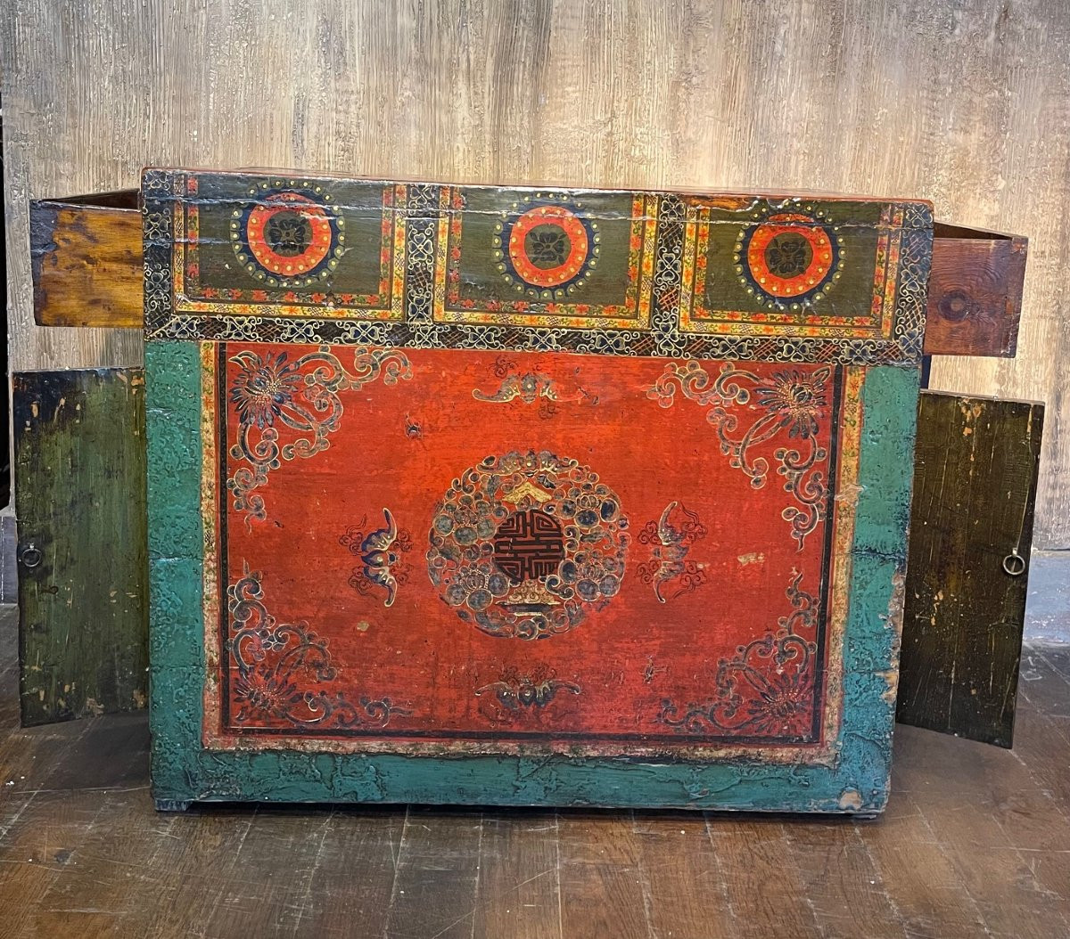 Buffet Ancien Chinois 4 Portes + 2 Tiroirs-photo-6